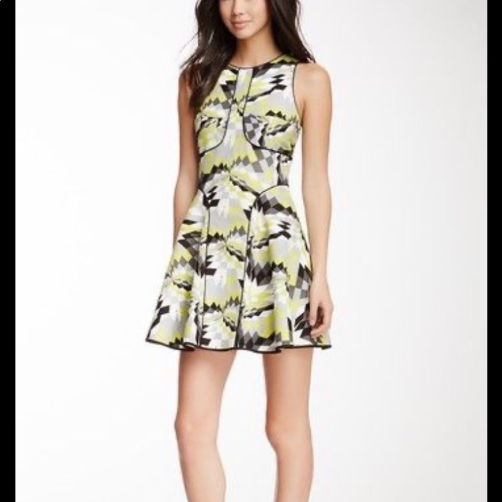 Tibi Black and Yellow Patterned Dress